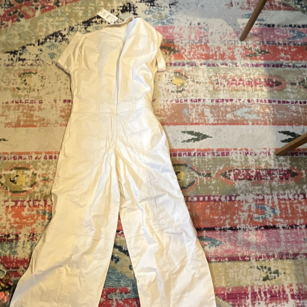 Zara Beige Collared Short Sleeve Wide-Leg Women's Regular Fit Jumpsuit Size S - Picture 9 of 11